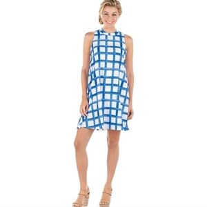 NWT* MudPie Dress Women Size Large Sawyer Swing Gingham Blue White NEW